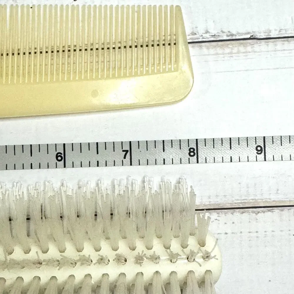 Vtg Hair Brush & Comb Nylon Stanley Dupont Cream 5 Row Bristle Half Round USA